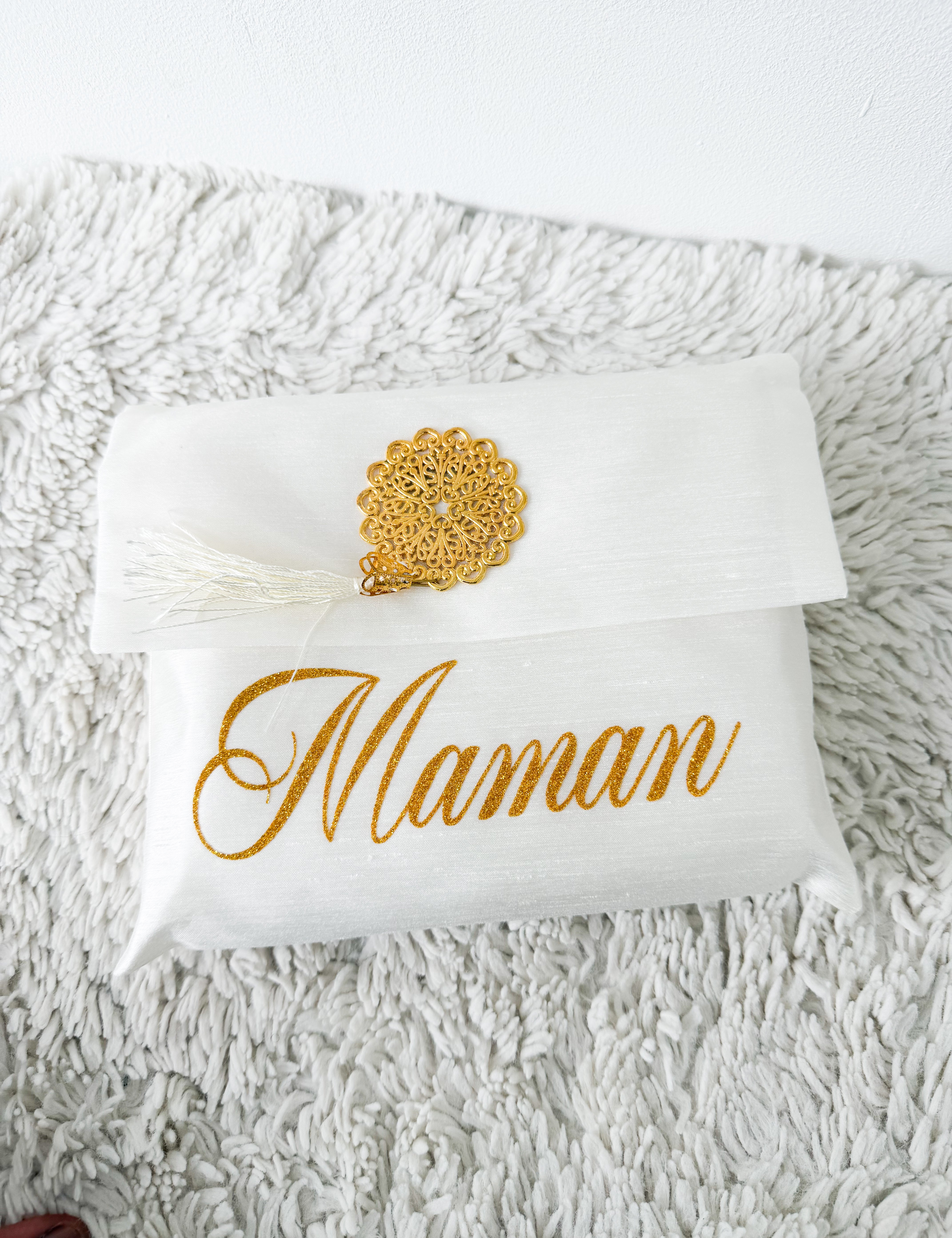 Pochette + tapis de prière blanc