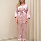Pyjama satiné rose poudré