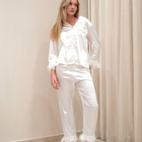 Pyjama satin blanc plume